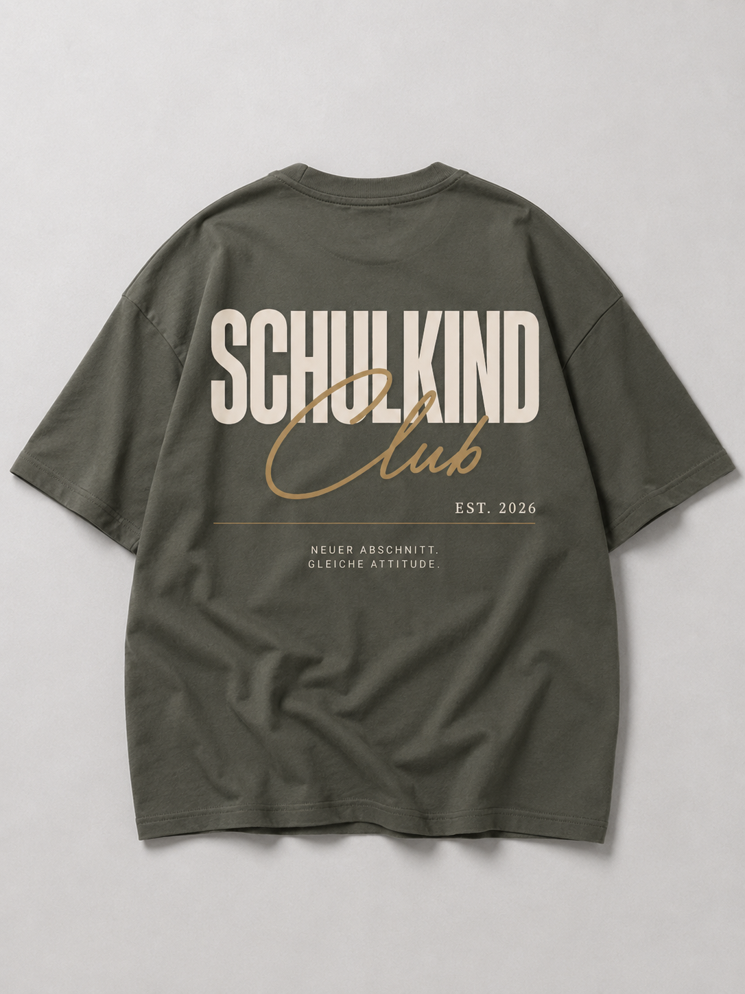SCHULKIND CLUB Oversize Shirt in Organic Khaki von BELOUD – Premium Kids-Streetwear