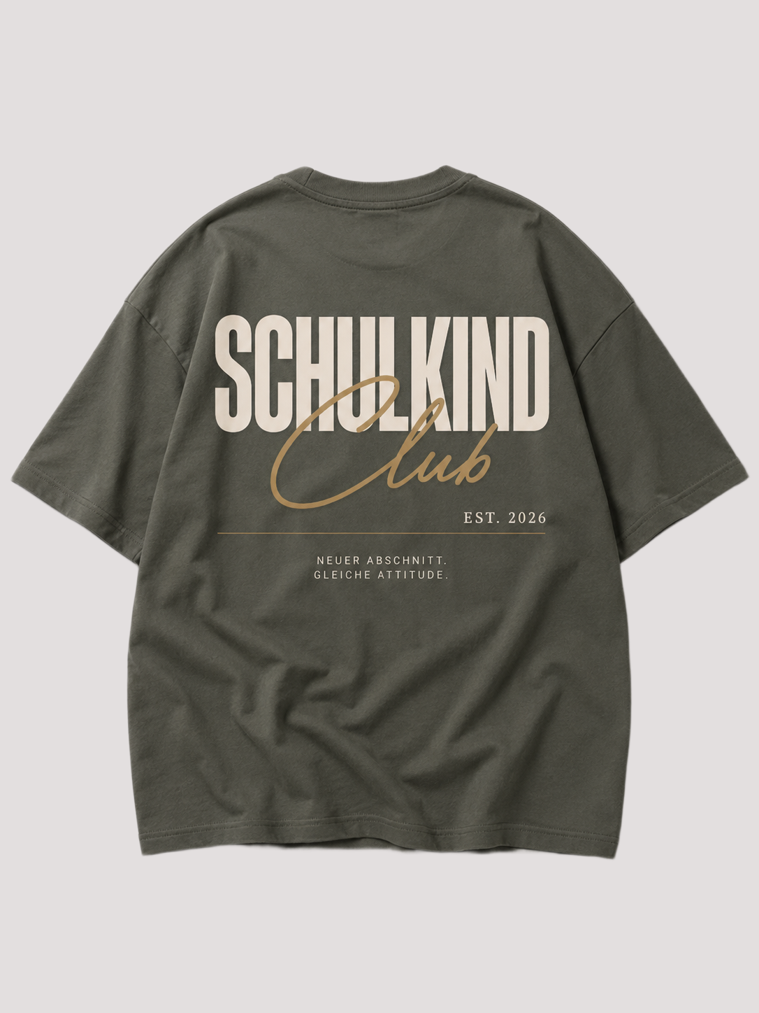 SCHULKIND CLUB Oversize Shirt in Organic Khaki von BELOUD – Premium Kids-Streetwear