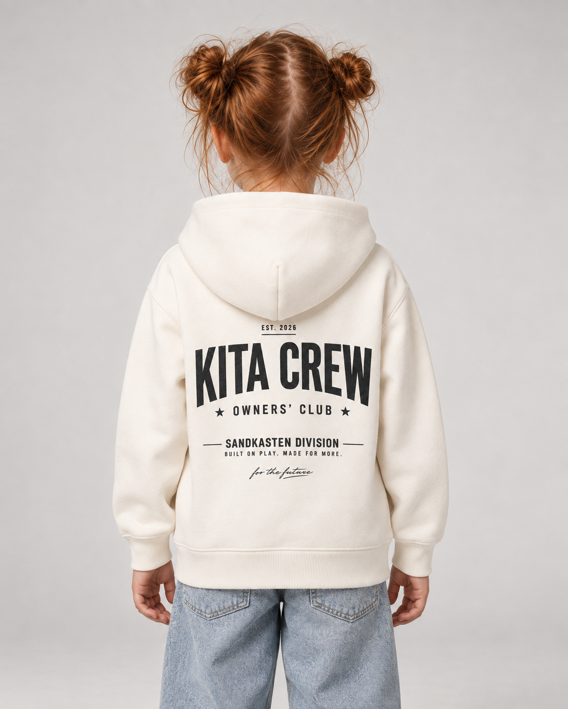 KITA CREW Kids Hoodie Ivory – Rückenansicht Halfbody