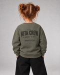 KITA CREW Kids Sweater Organic Khaki – Rückenansicht getragen