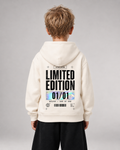 LIMITED EDITION Kids Hoodie in Ivory – Rückenansicht getragen