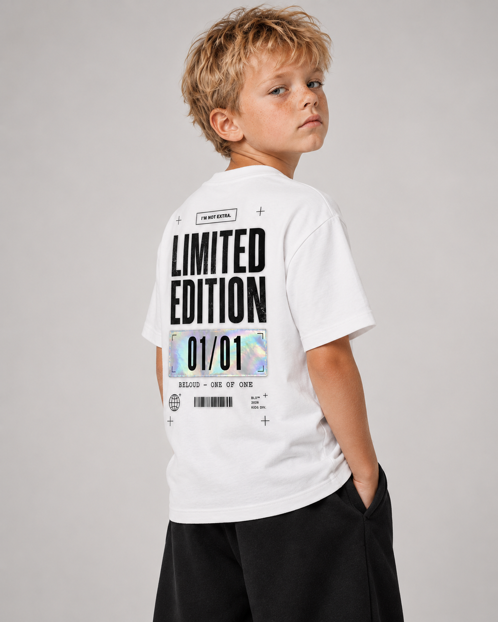 LIMITED EDITION Kids Shirt – White – Seitenansicht zur Passform
