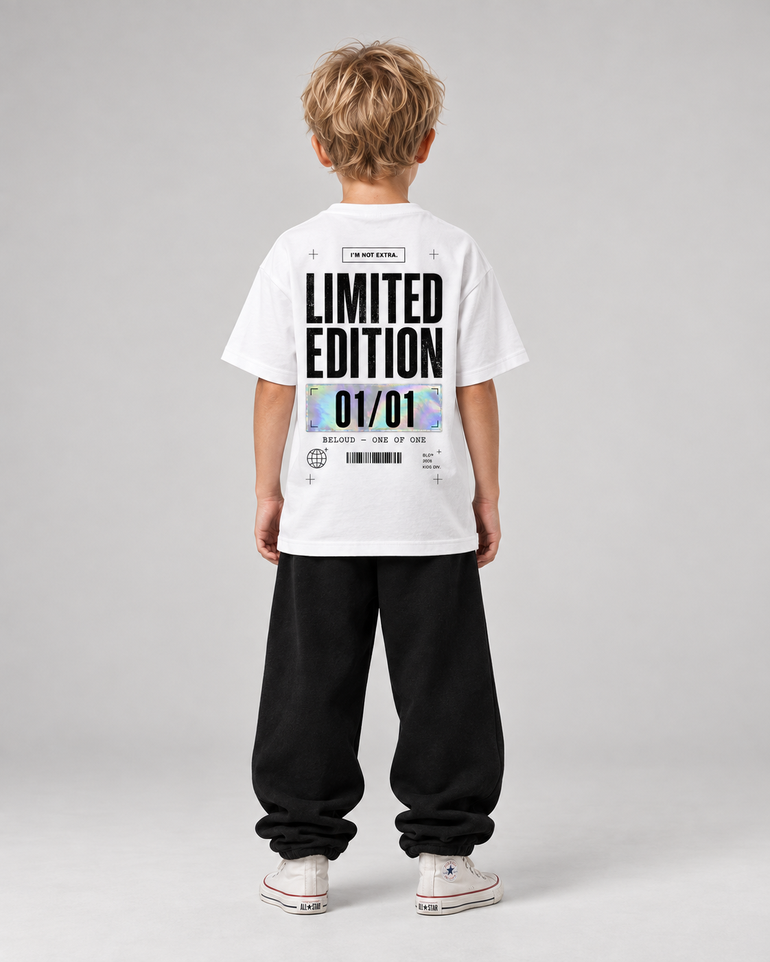LIMITED EDITION Kids Shirt – White – Rücken Fullbody