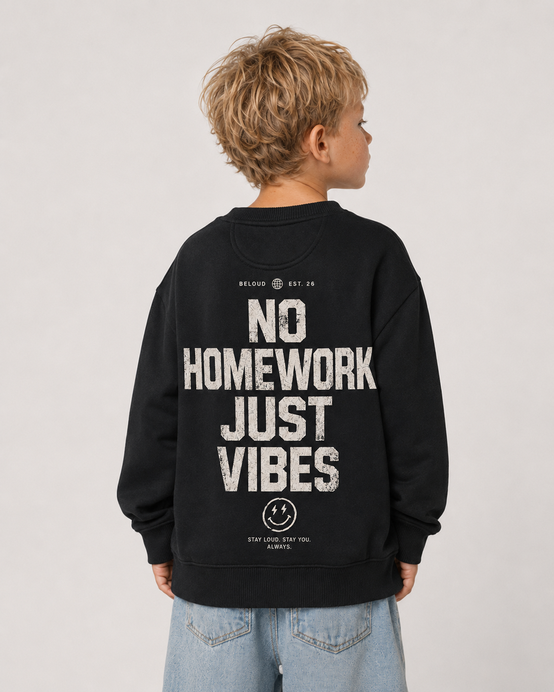 NO HOMEWORK JUST VIBES Oversize Sweater