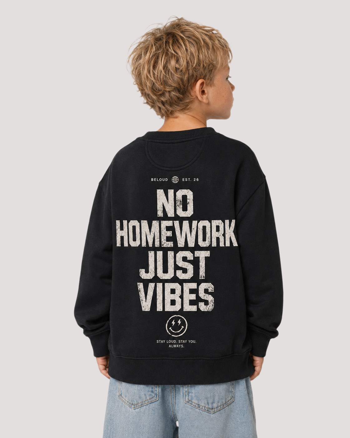 NO HOMEWORK JUST VIBES Oversize Sweater