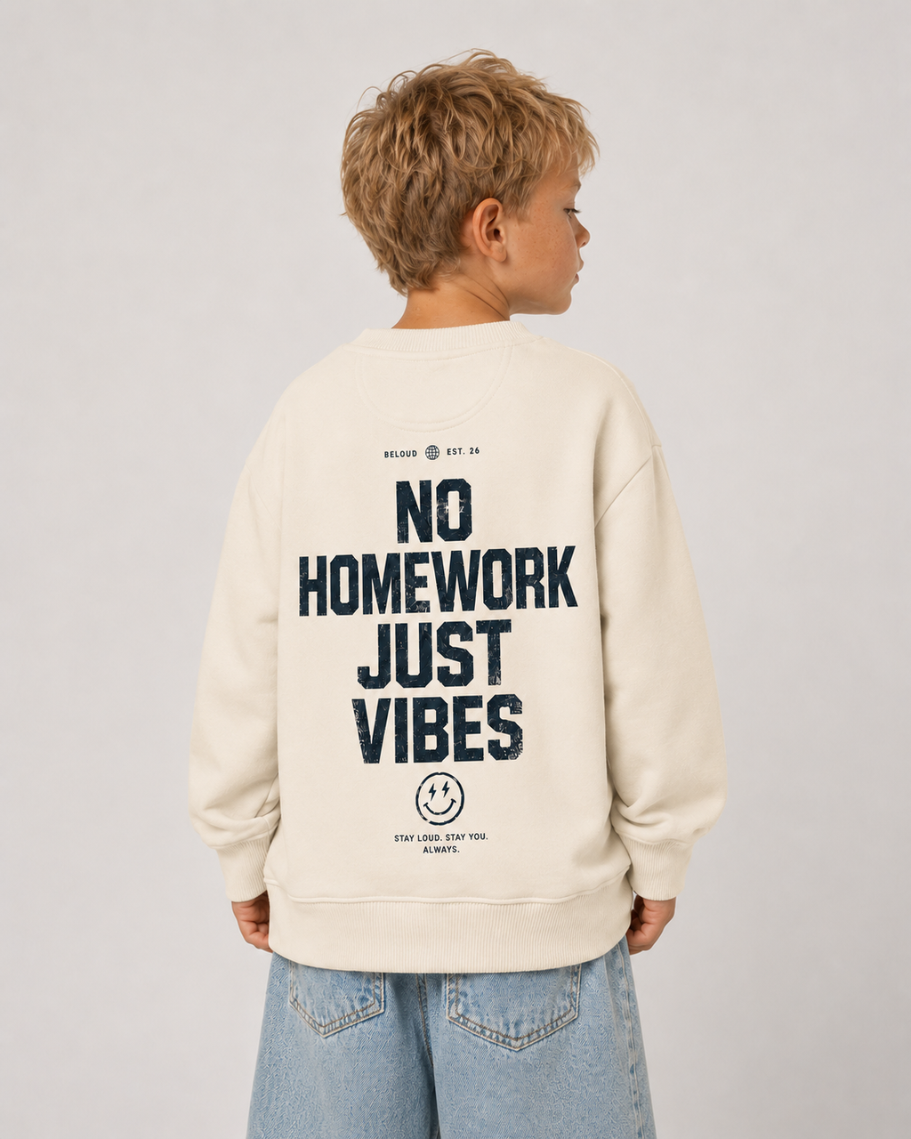 NO HOMEWORK JUST VIBES Oversize Sweater