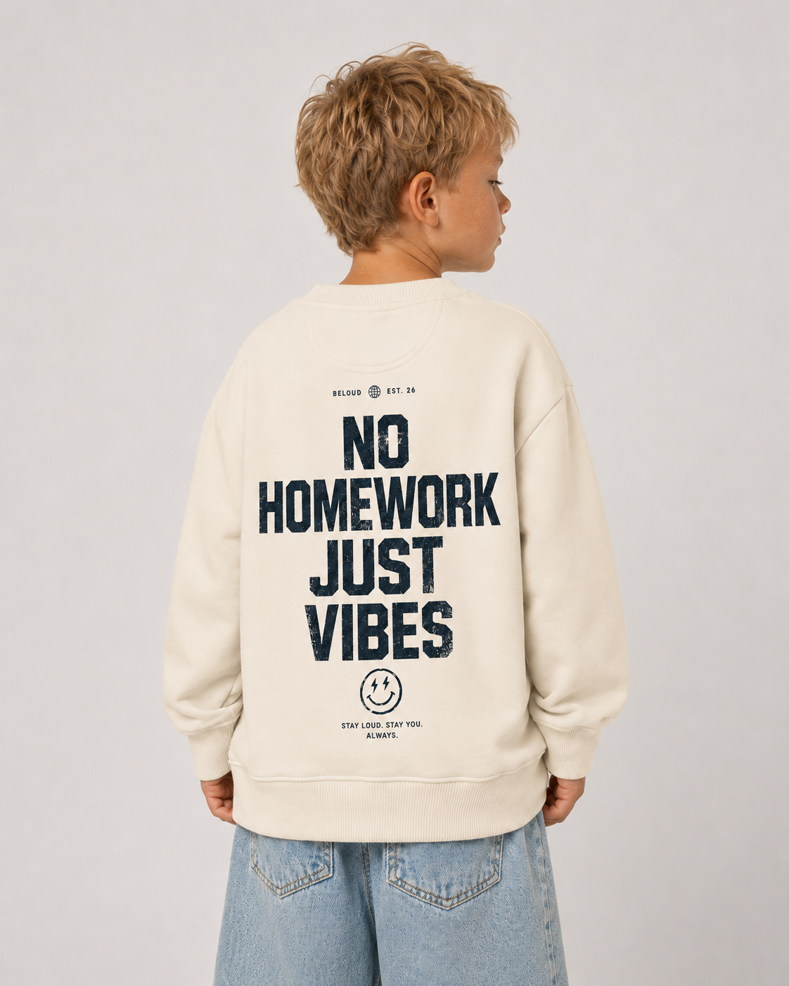 NO HOMEWORK JUST VIBES Oversize Sweater