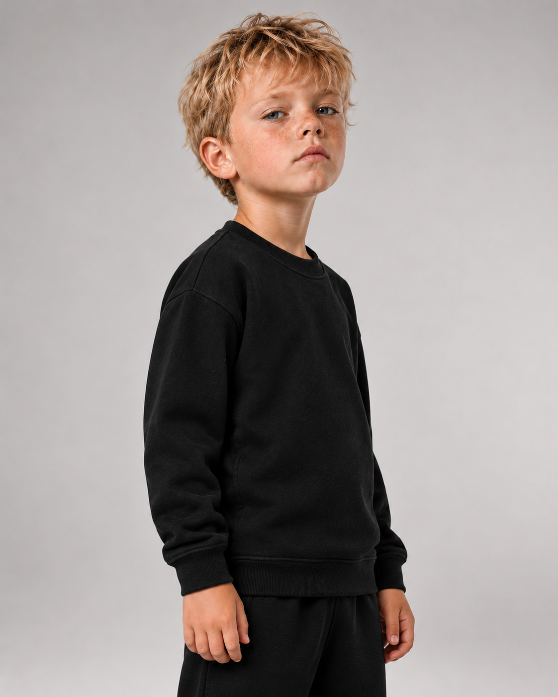 BELOUD NO ORDINARY KID Kids Sweater – Black – Seitenansicht Passform