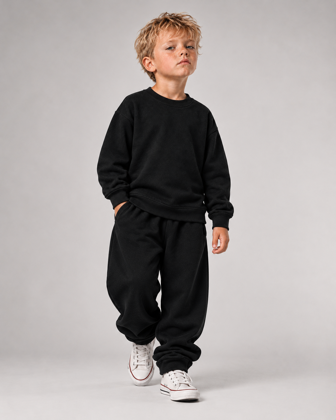 BELOUD NO ORDINARY KID Kids Sweater – Black – Ganzkörper-Frontansicht