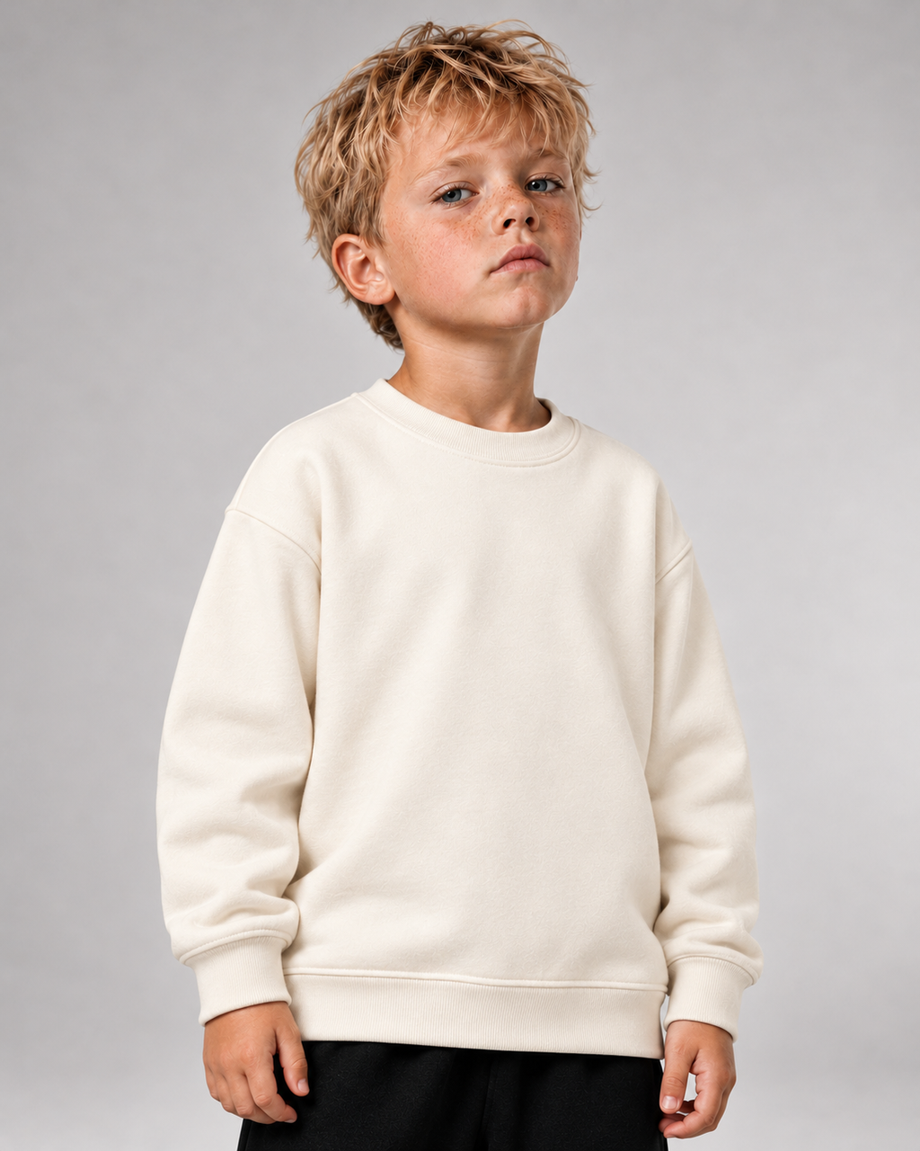 BELOUD NO ORDINARY KID Kids Sweater – Ivory – Frontansicht Halfbody