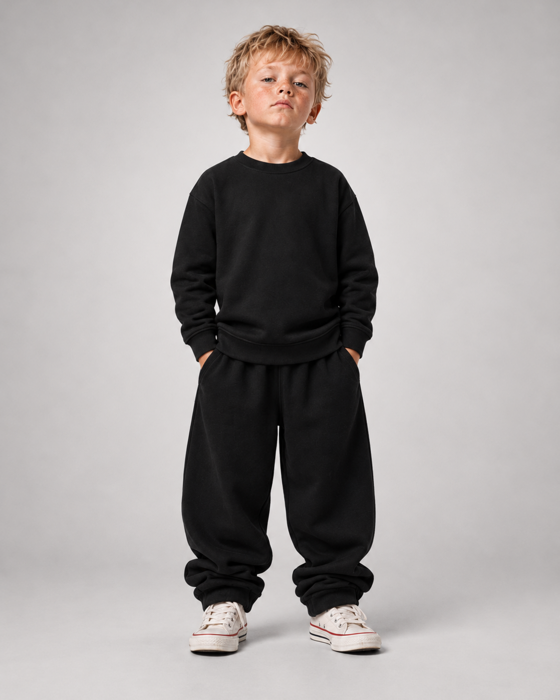 NO TIME FOR YOUR BULLSHIT Kids Sweater in Schwarz – Ganzkörper Vorderansicht