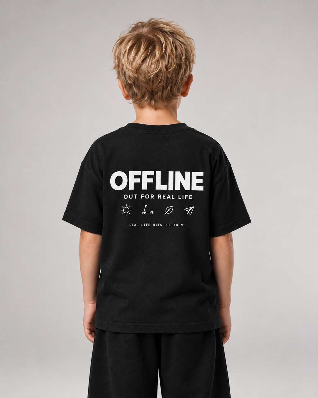 OFFLINE Kids Shirt – Black – Rückenansicht Halfbody
