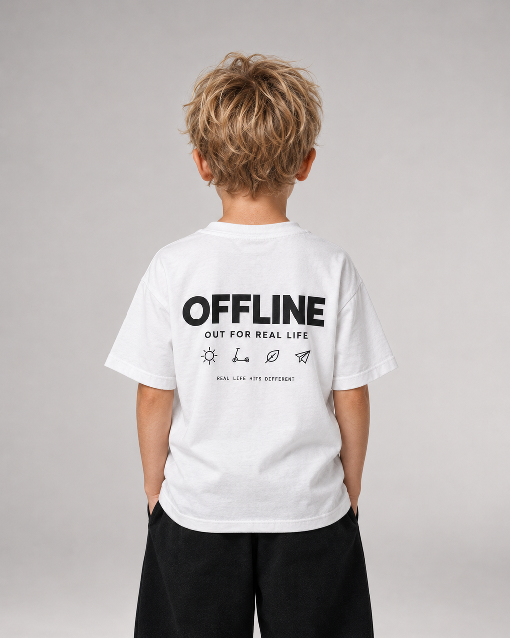 OFFLINE Kids Shirt – White – Rückenansicht Halfbody