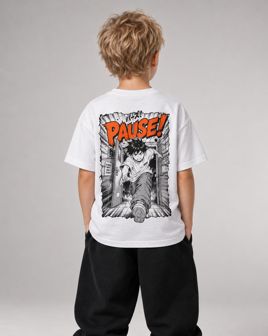PAUSE Kids Shirt – White – Rückenansicht Halfbody