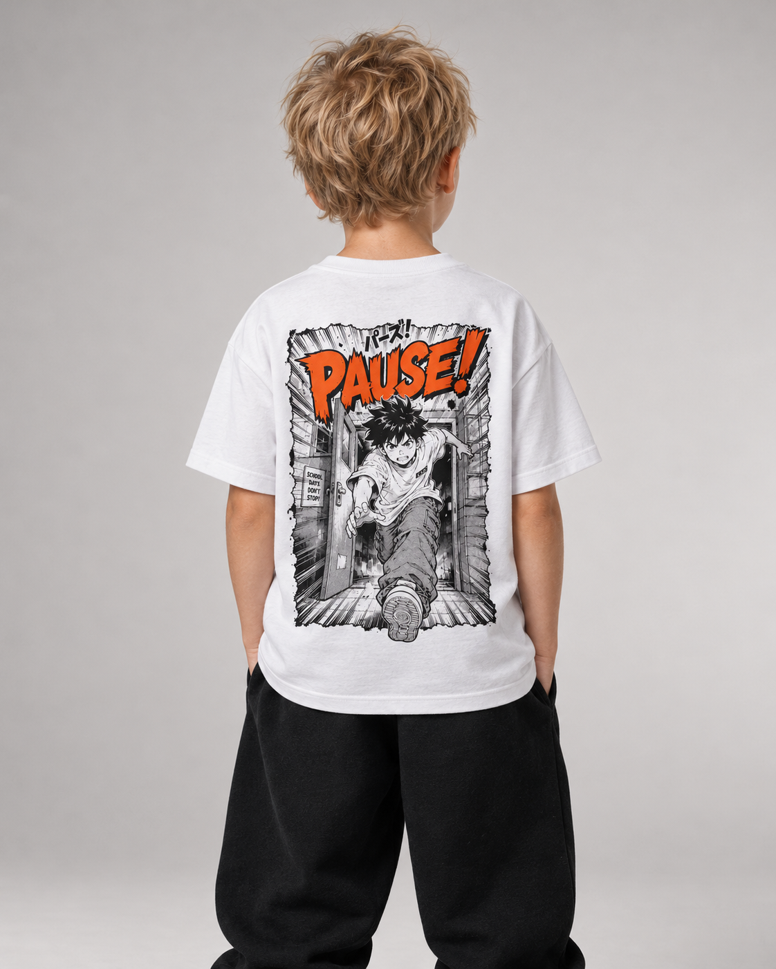 PAUSE Kids Shirt – White – Rückenansicht Halfbody