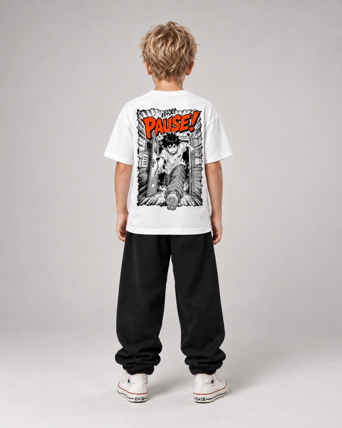 PAUSE Kids Shirt – White – Rücken Fullbody