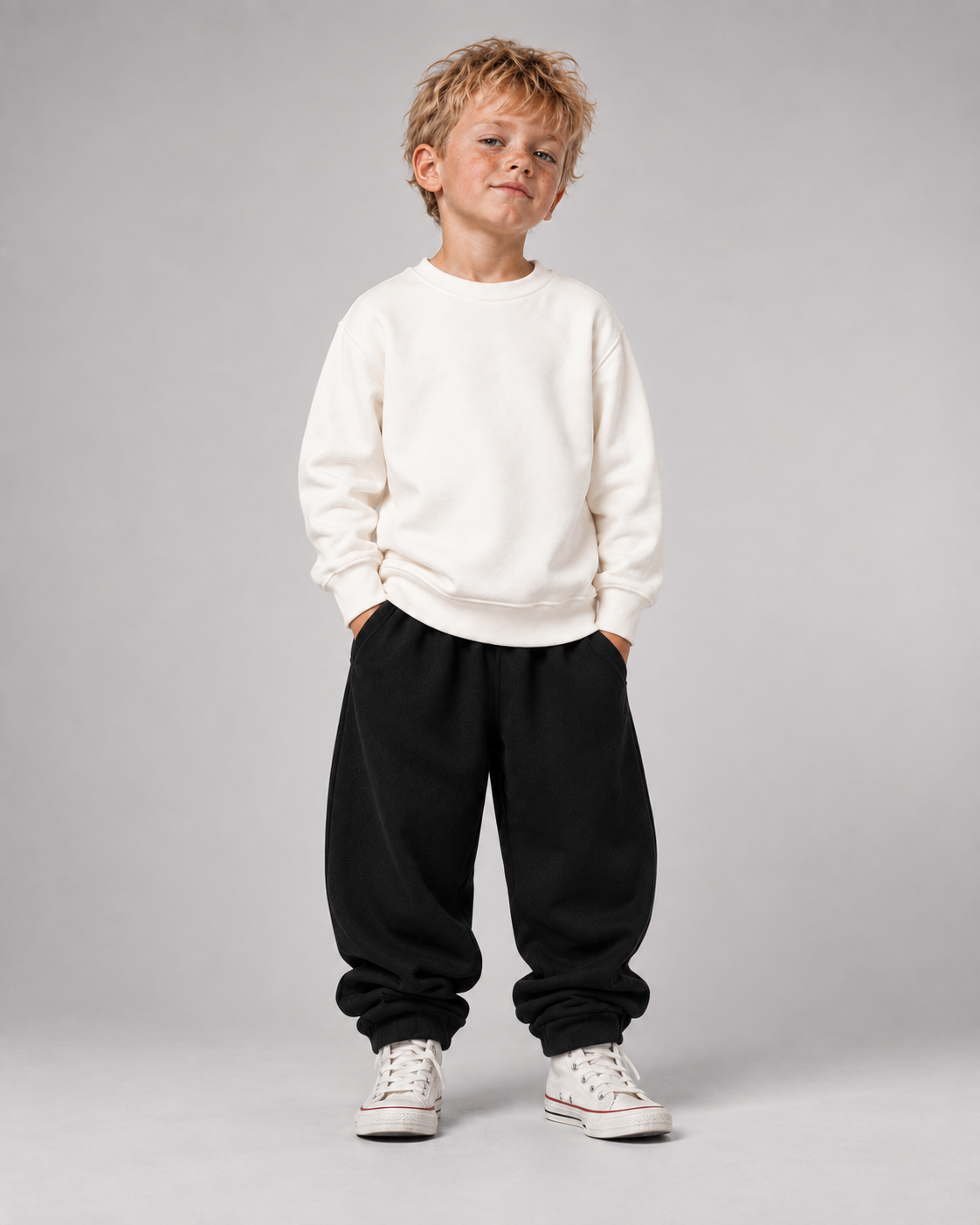 PAUSE! Kids Sweater in Ivory – Frontansicht Ganzkörper
