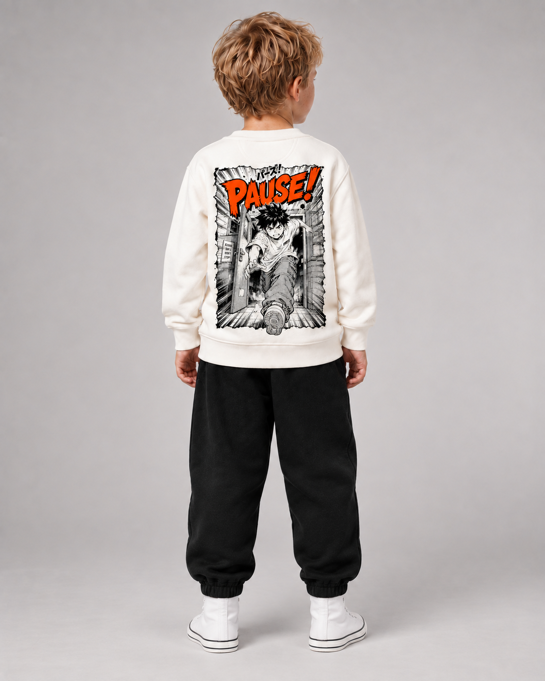 PAUSE! Kids Sweater in Ivory – Rückenansicht Ganzkörper