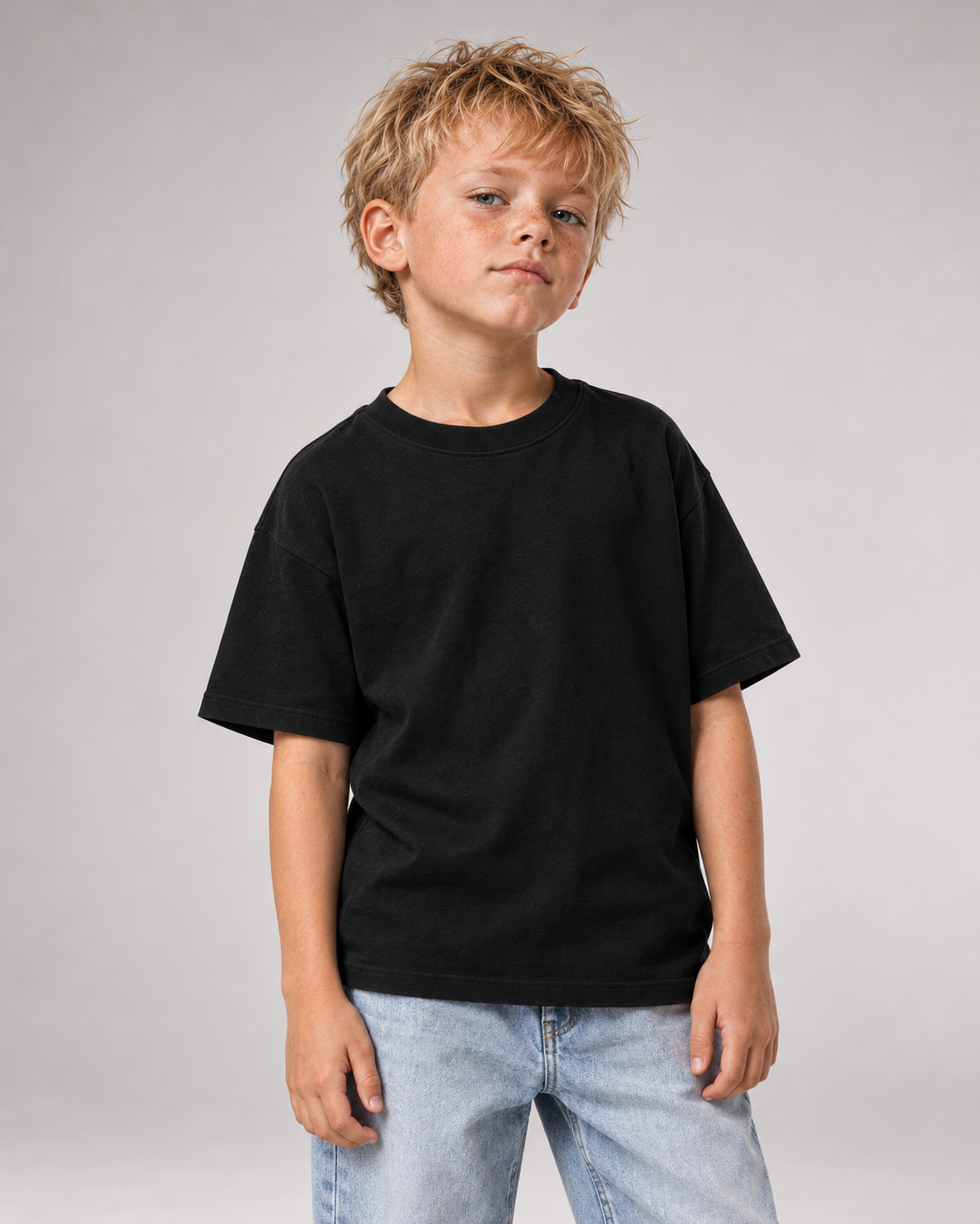 SCHULKIND CLUB 2027 Kids Shirt – Black – Frontansicht Halfbody