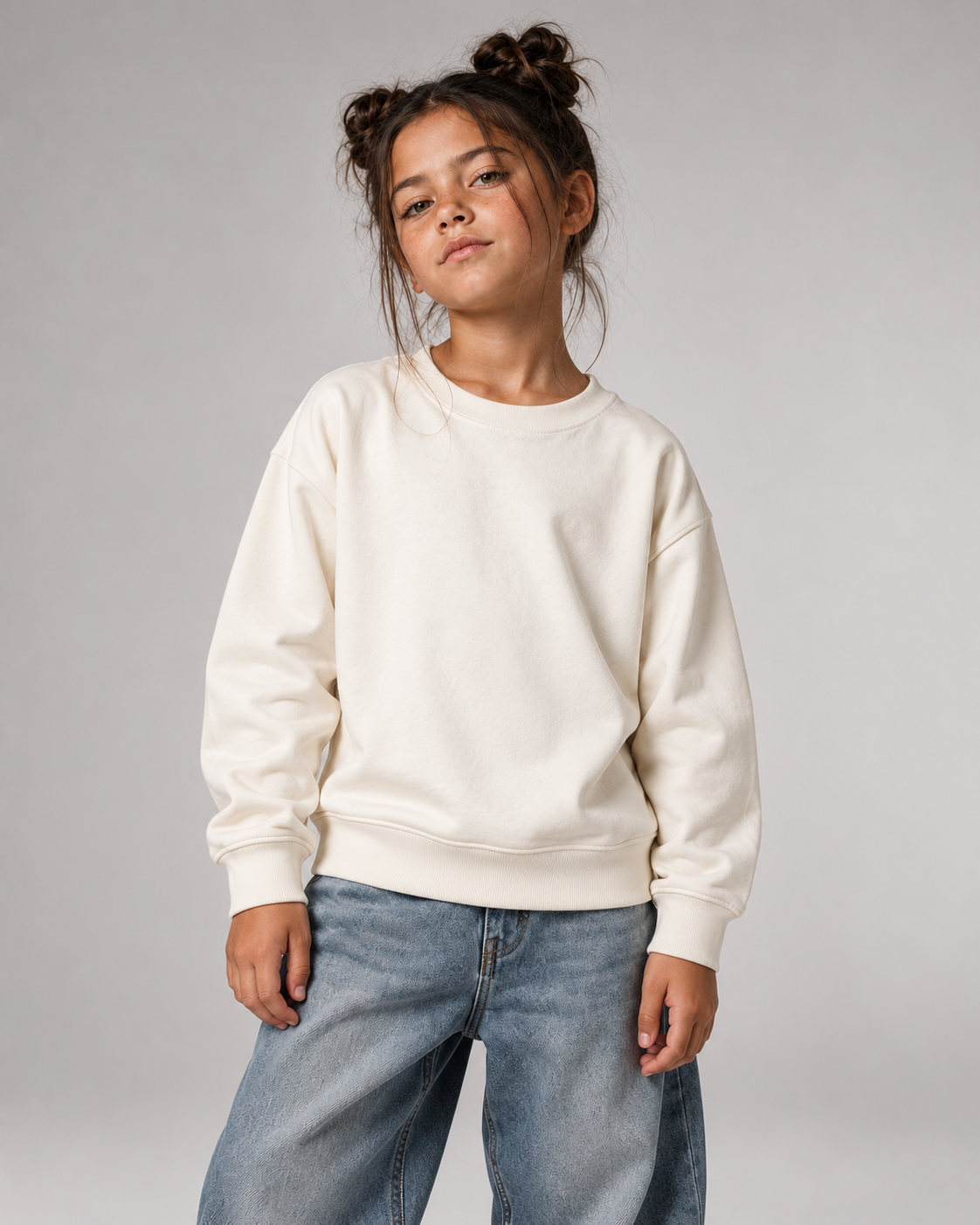 SCHULKIND CLUB 2027 Kids Sweater – Ivory – Frontansicht Halfbody