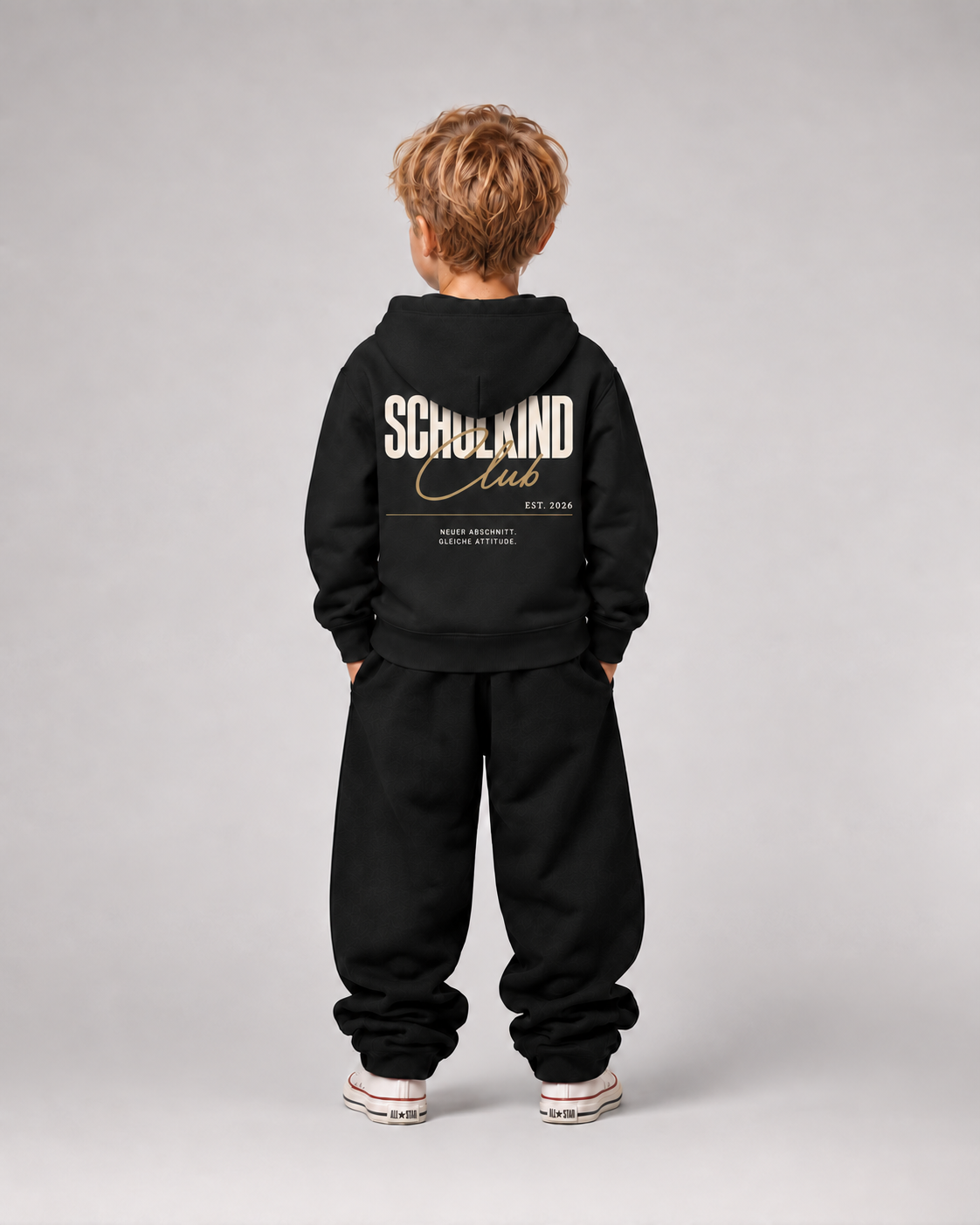 SCHULKIND CLUB 2026 Kids Hoodie Black – Rücken Fullbody