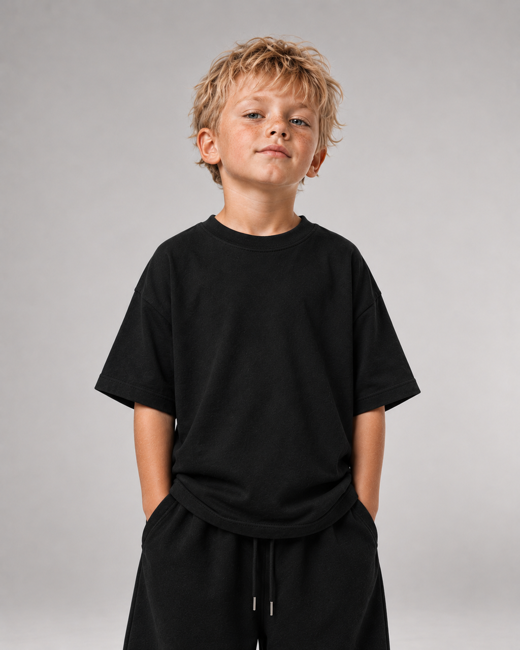 SCHULKIND CLUB Kids Shirt – Black – Frontansicht Halfbody