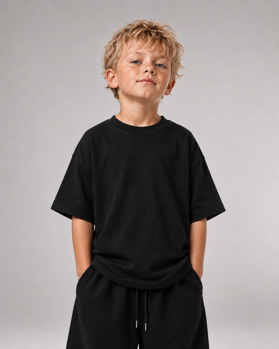 SCHULKIND CLUB Kids Shirt – Black – Frontansicht Halfbody